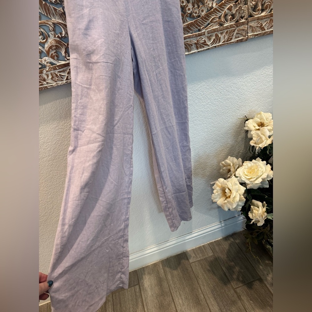 Forever 21 Lavender Linen Blend Wide Leg Jumpsuit XS NWT - Picture 4 of 14